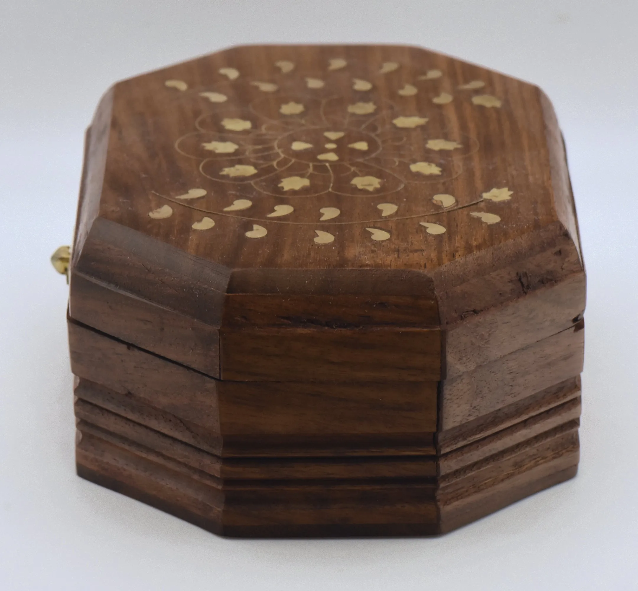 Vintage Wood and Brass Jewelry Box