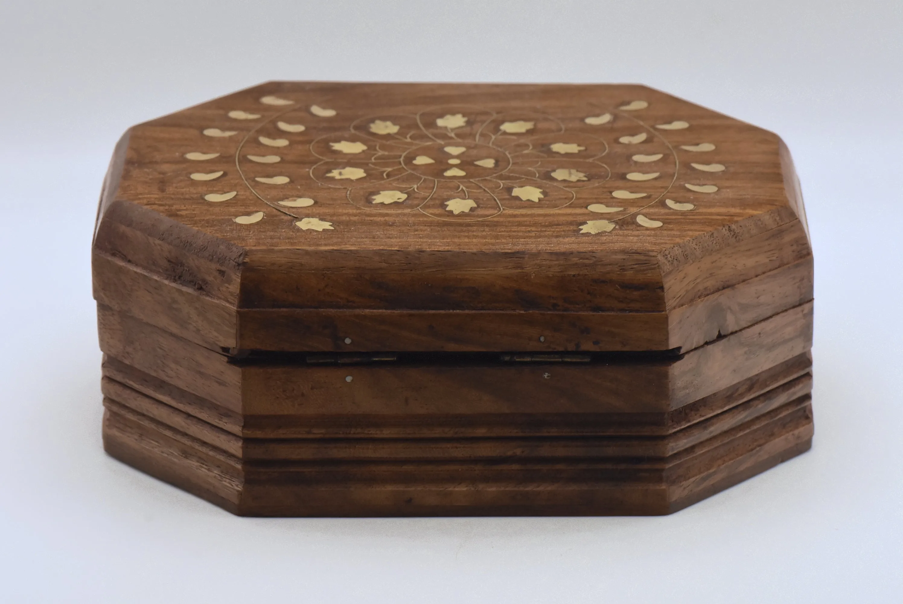 Vintage Wood and Brass Jewelry Box