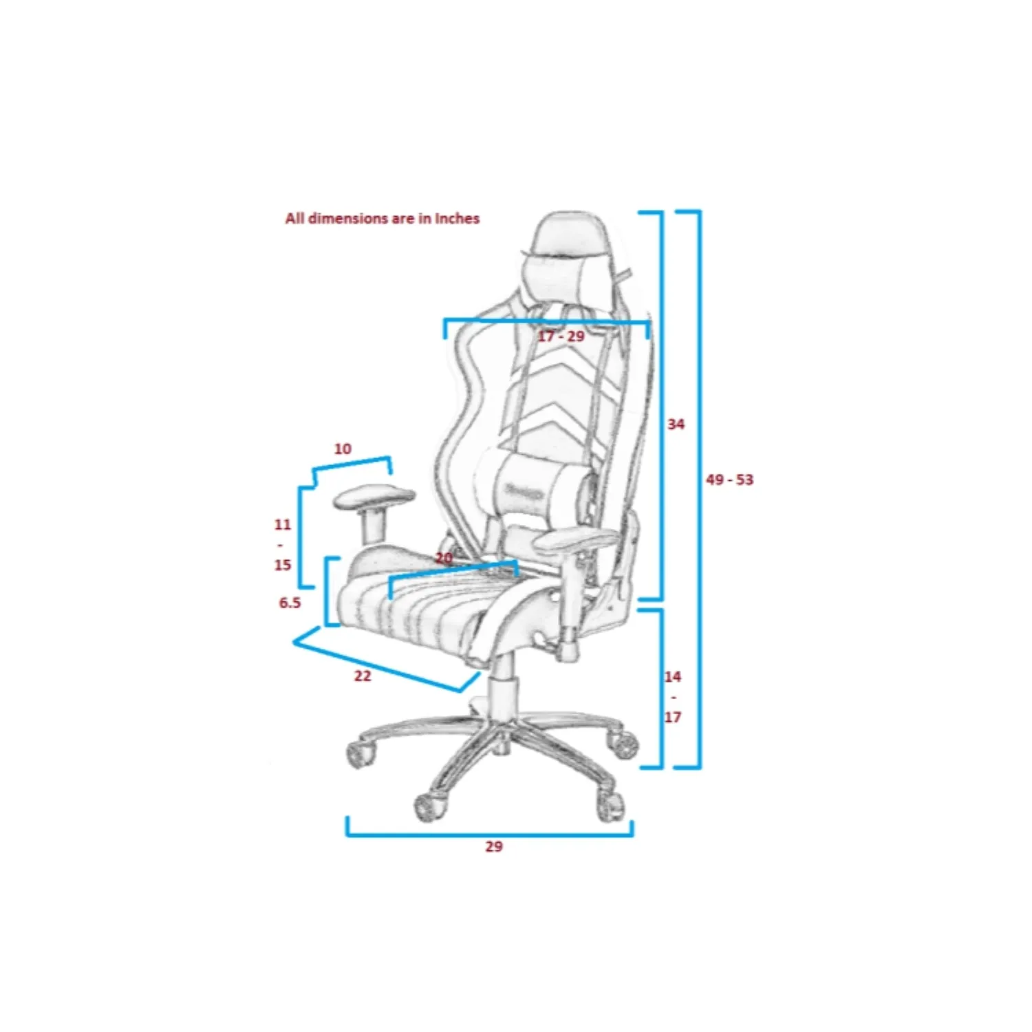 ViscoLogic LC600 Ergonomic Faux Leather Racing Gaming Chair (Blue n Black)