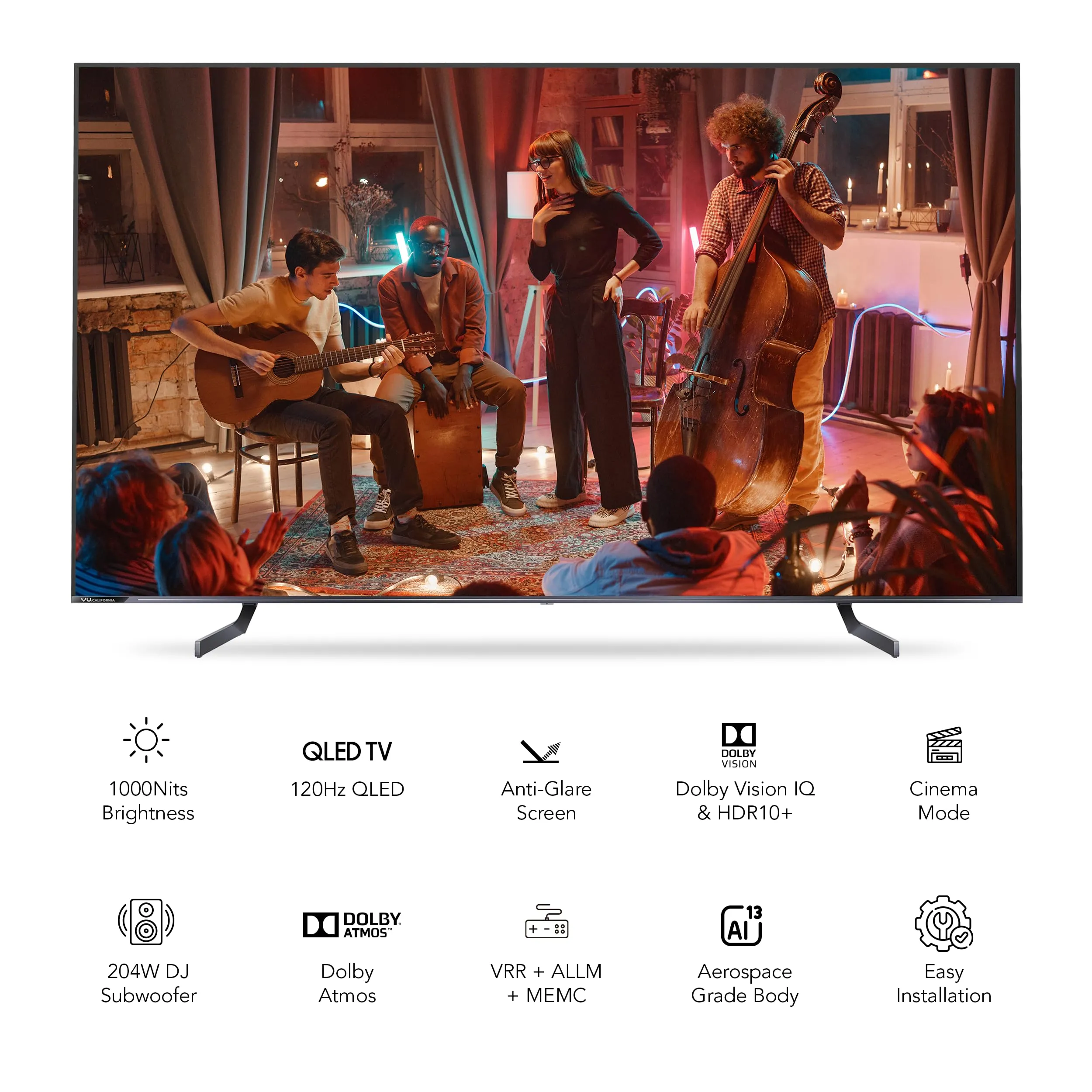 Vu 248 cms (98 inches) Masterpiece Series 4K Ultra HD Smart QLED TV 98QV (Jetplane Grey)