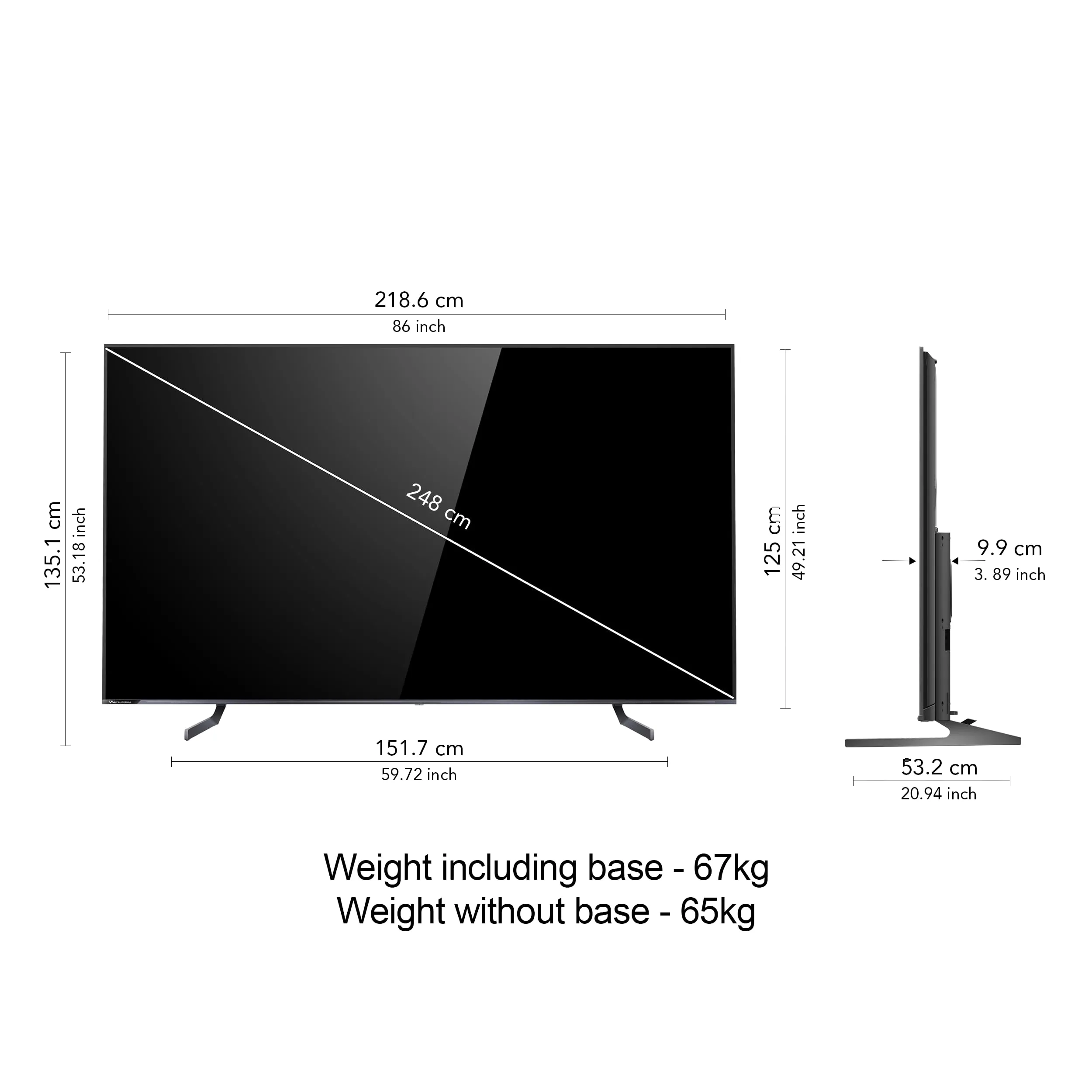 Vu 248 cms (98 inches) Masterpiece Series 4K Ultra HD Smart QLED TV 98QV (Jetplane Grey)