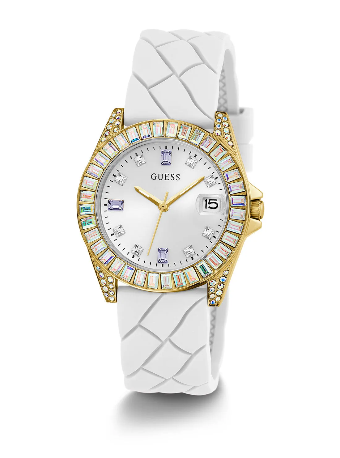 White Opaline Crystal Silicone Watch