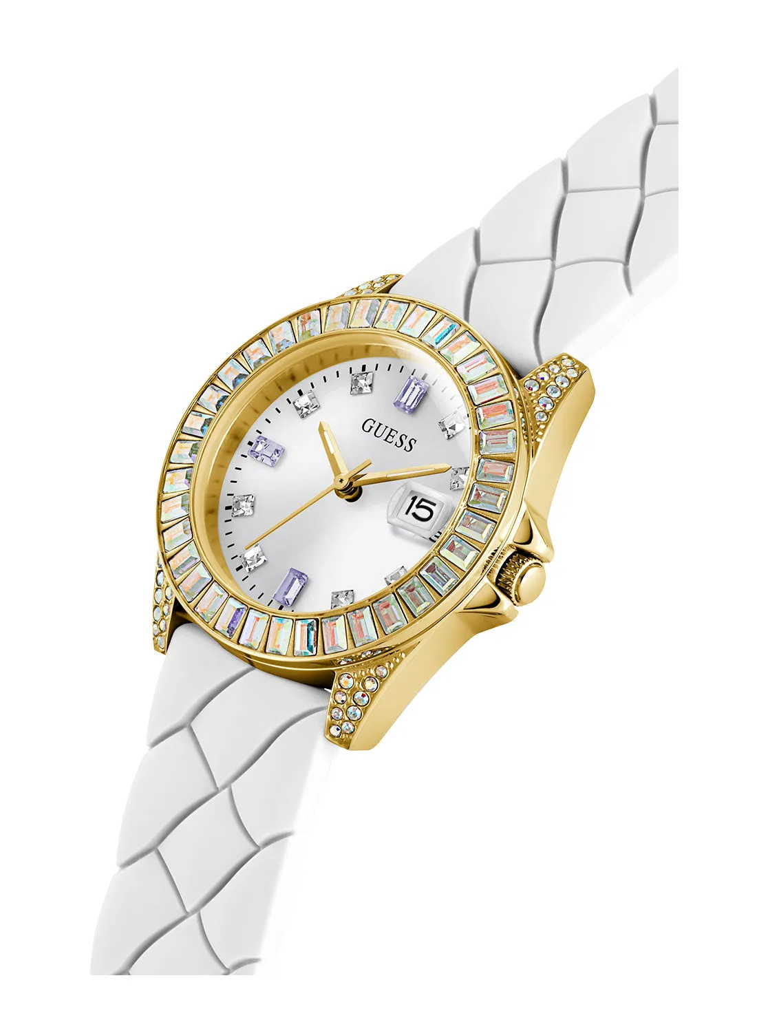 White Opaline Crystal Silicone Watch