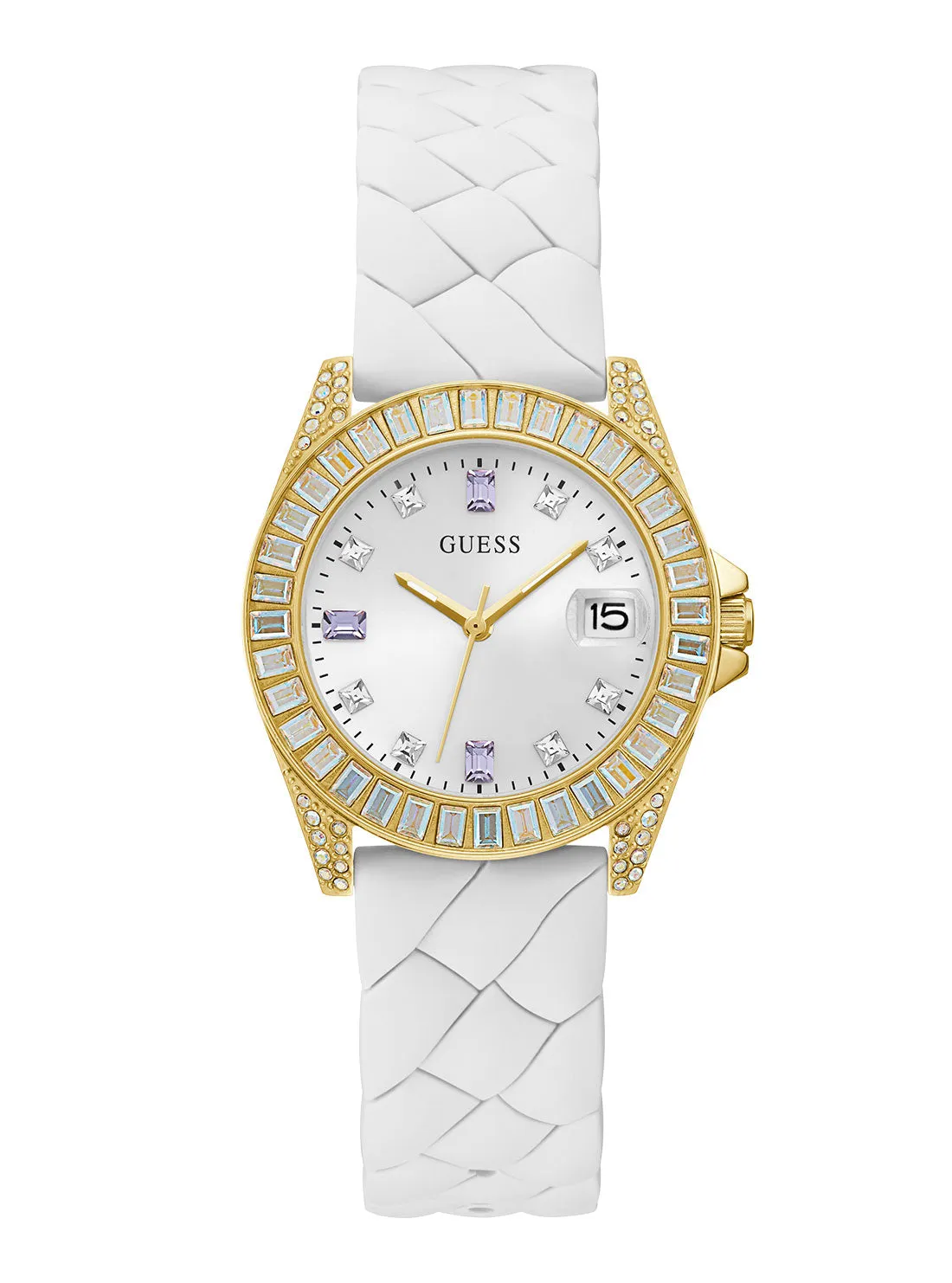 White Opaline Crystal Silicone Watch