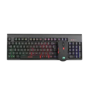 Wireless Keyboard and Mouse Bundle, 12 Media Keys, 3 Colour Backlit, 7 Lighting Modes, Optical Mouse, Adjustable dpi, 6 Buttons, - Marvo