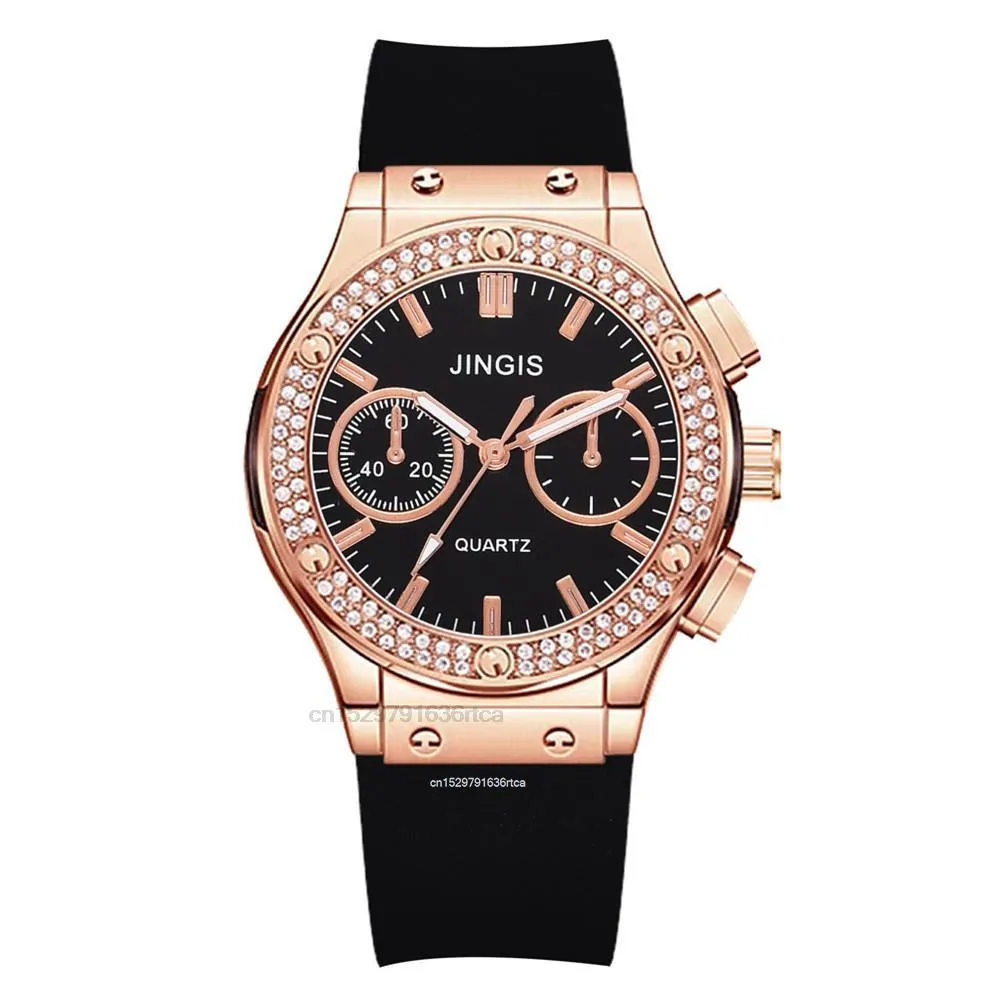 Women's Silicone Band Double Diamond Scale Dial Quartz Wrist