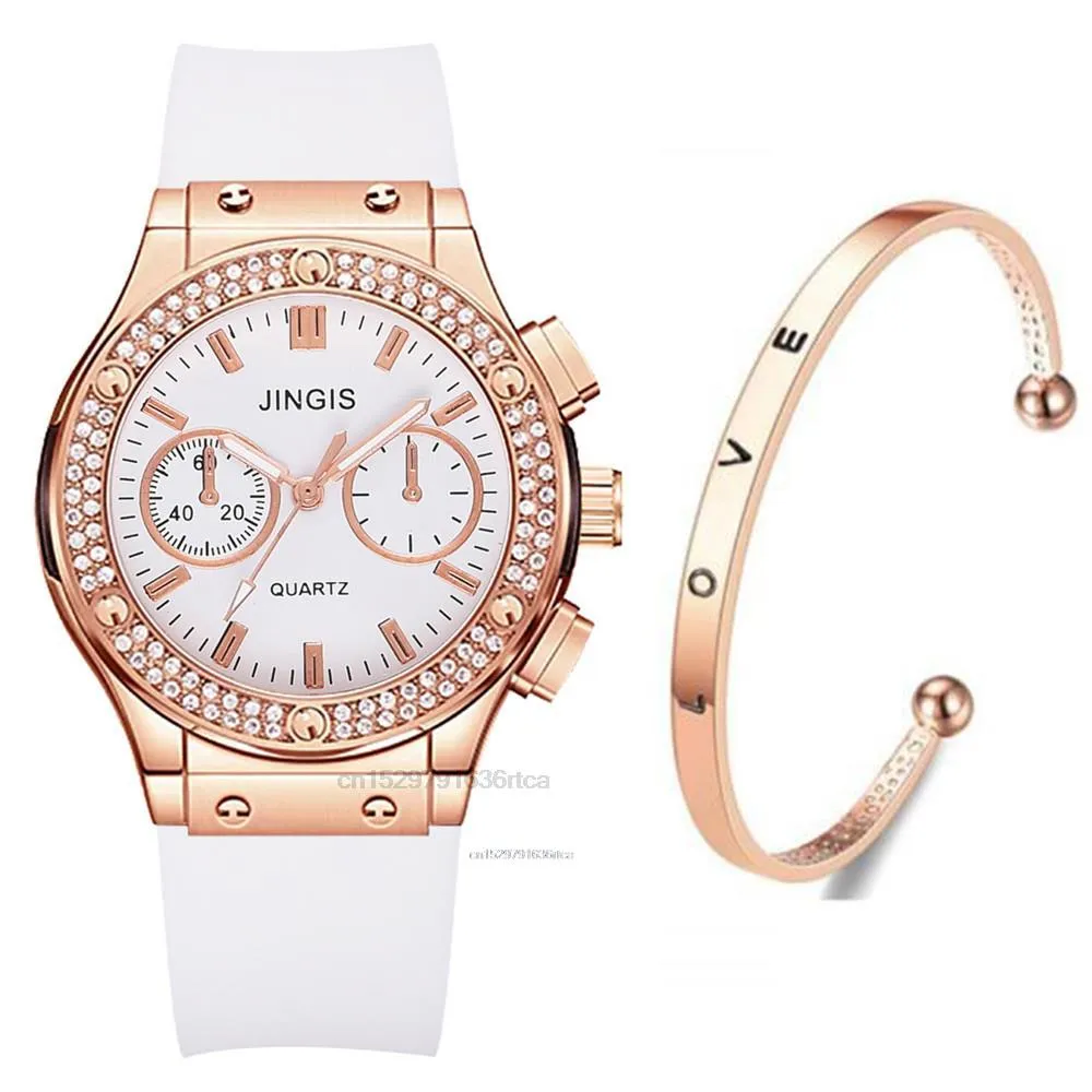 Women's Silicone Band Double Diamond Scale Dial Quartz Wrist