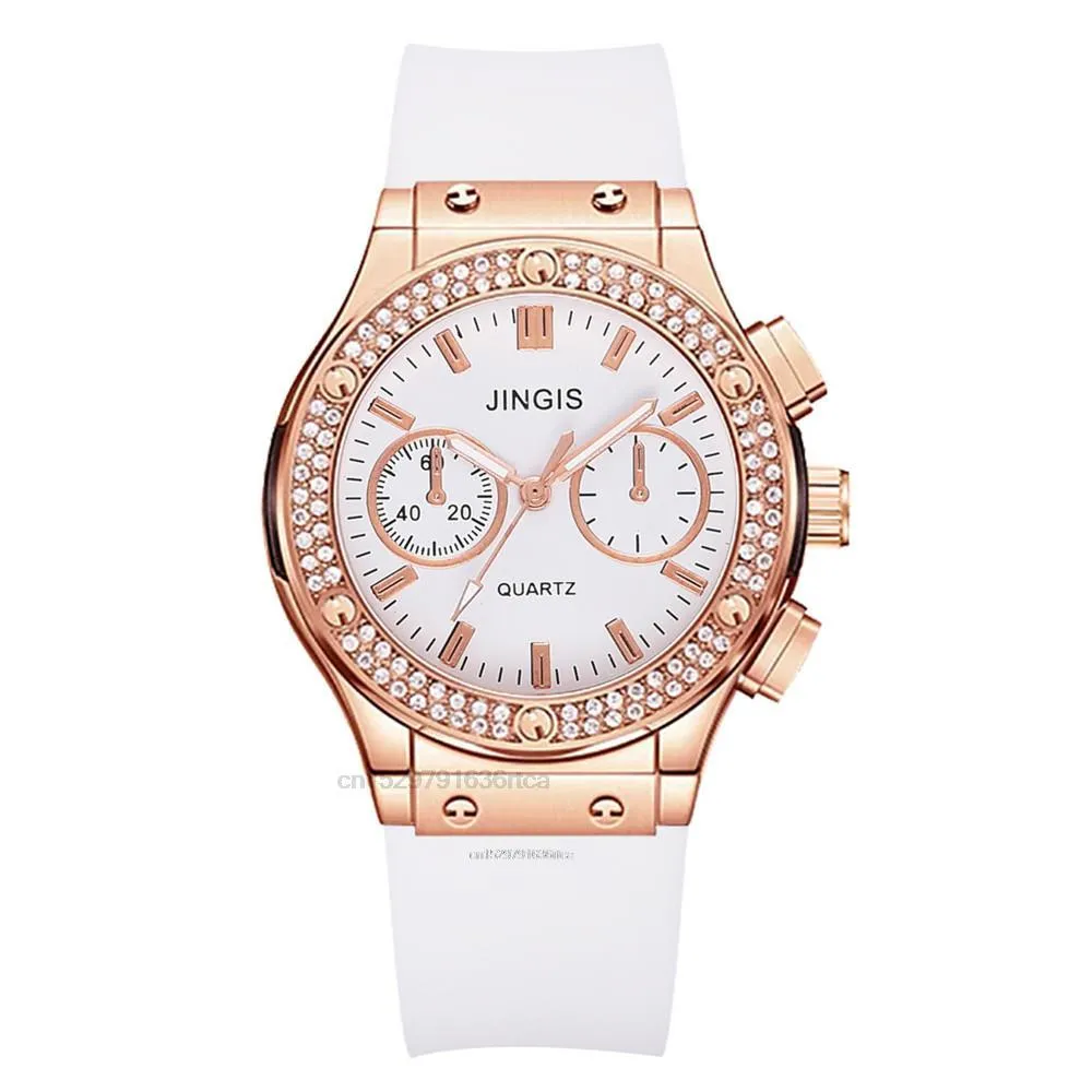 Women's Silicone Band Double Diamond Scale Dial Quartz Wrist