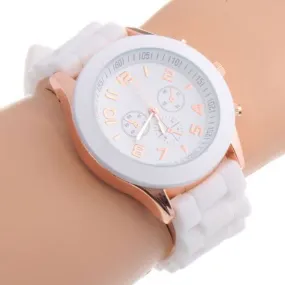 Women's Silicone Gel Ceramic Style Jelly Band Classic Watch