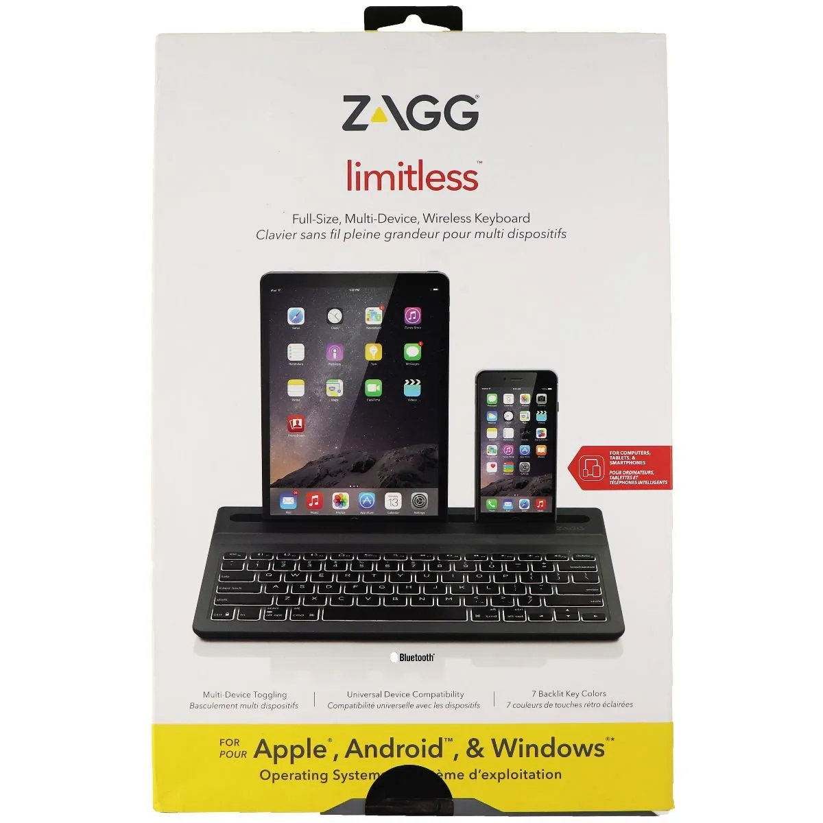 ZAGG Limitless Full-Size Multi-Device Bluetooth Backlit Keyboard - Black