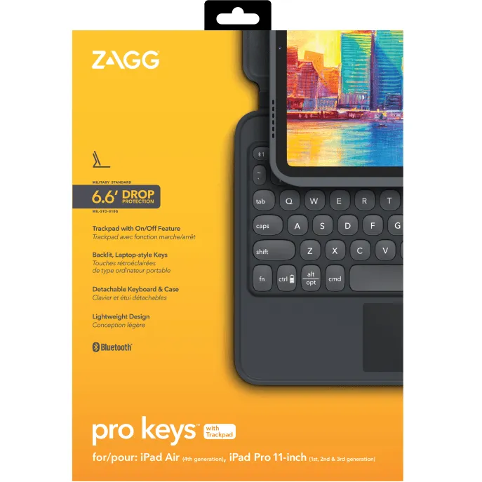 Zagg Pro Touch Trackpad Keyboard Detachable Case Folio iPad Air 11" 4th & Pro 3rd/2nd/1st